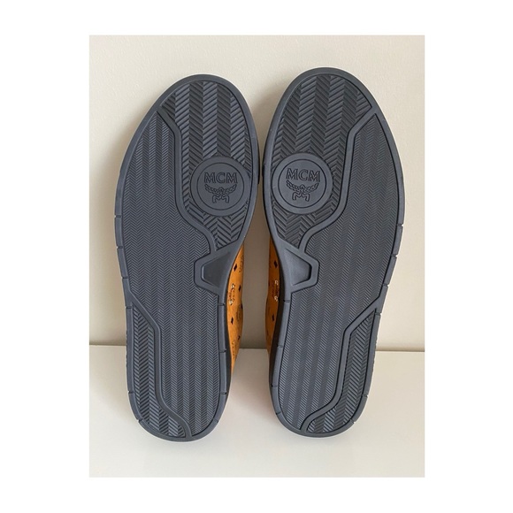 MCM Men's Derby Visetos Low Top Sneakers in Cognac/Black Sz US 11, EU 44 - Picture 8 of 10